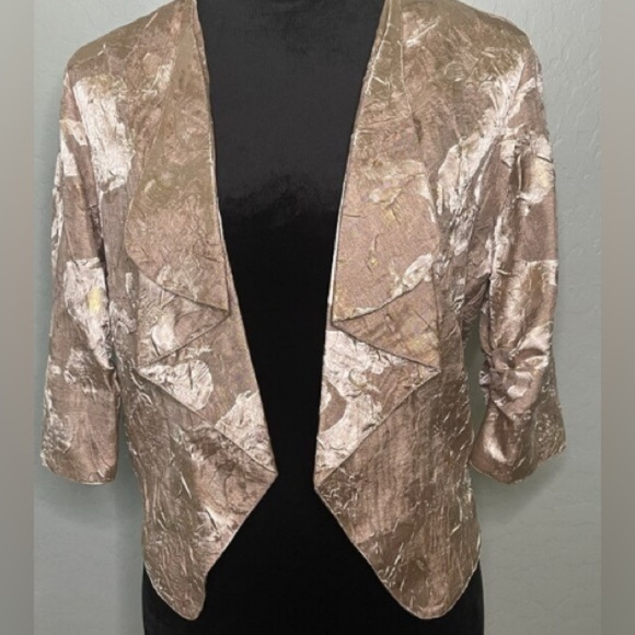 Open Cropped Bolero Taupe/Cream color, size 7, 3/4 sleeve, Preloved in EUC - Picture 1 of 4